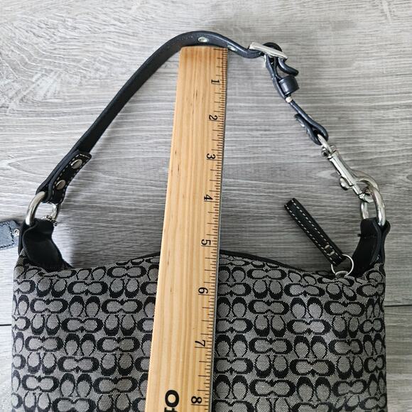 Coach Soho Mini Signature C Jacquard Hobo Top Handle Y2K Black Leather Trim 5x8 - Picture 11 of 16